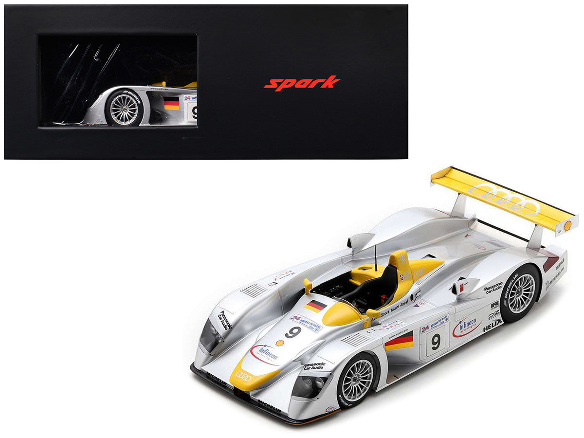 Audi R8 #9 Laurent Aiello - Allan McNish - Stephane Ortelli "Audi Sport Team Joest" 2nd Place "24 Hours of Le Mans" (2000) with Acrylic Display Case 1/18 Model Car by Spark-0
