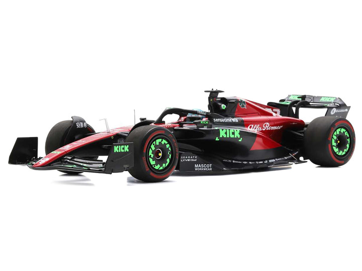 Alfa Romeo C43 #77 Valtteri Bottas "F1 Team KICK" Formula One F1 "Belgian GP" (2023) and Acrylic Display Case 1/18 Model Car by Spark-0