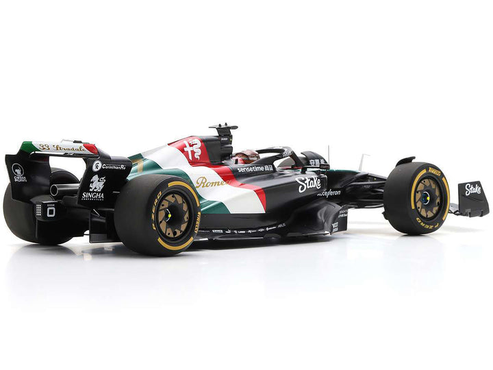 Alfa Romeo C43 #77 Valtteri Bottas "F1 Team Stake" Formula One F1 "Italian GP" (2023) and Acrylic Display Case 1/18 Model Car by Spark-1