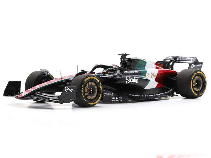 Alfa Romeo C43 #77 Valtteri Bottas "F1 Team Stake" Formula One F1 "Italian GP" (2023) and Acrylic Display Case 1/18 Model Car by Spark-0