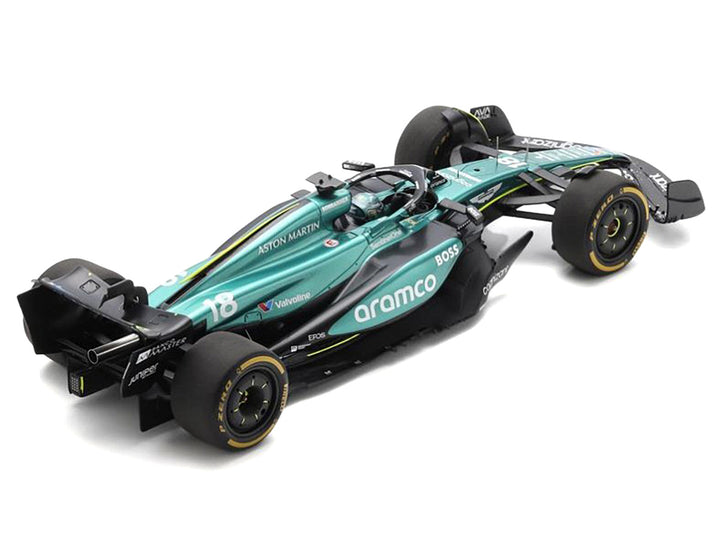 Aston Martin AMR24 #18 Lance Stroll "Aramco" Formula One F1 "Saudi Arabian GP" (2024) with Acrylic Display Case 1/18 Model Car by Spark-1
