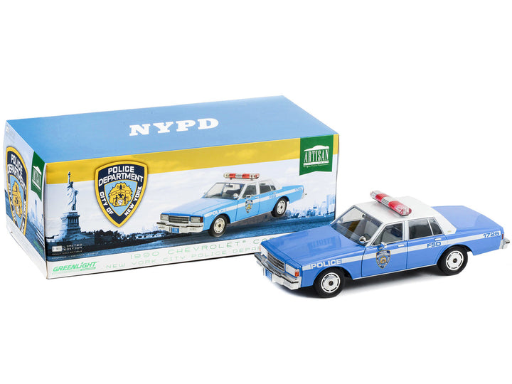 1990 Chevrolet Caprice Police Blue and White "NYPD (New York City Police Department)" "Artisan Collection" 1/18 Diecast Model Car by Greenlight-1