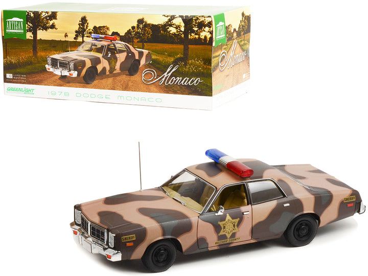 1978 Dodge Monaco Brown Camouflage "Hazzard County Sheriff" 1/18 Diecast Model Car by Greenlight-0