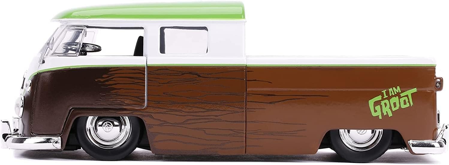Volkswagen 1963 Bus Pickup Truck with Groot Diecast Figurine "Guardians of the Galaxy" "Marvel" Series 1/24 Diecast Model Car by Jada 3