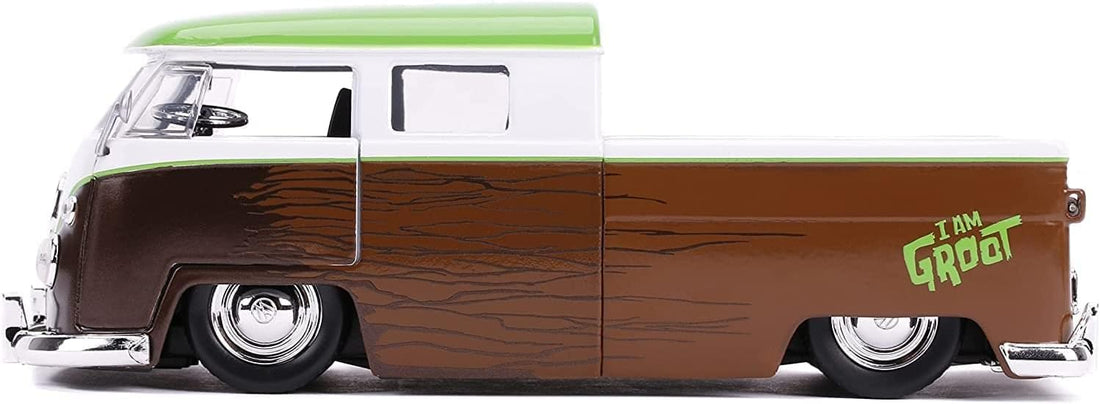 Volkswagen 1963 Bus Pickup Truck with Groot Diecast Figurine "Guardians of the Galaxy" "Marvel" Series 1/24 Diecast Model Car by Jada 3