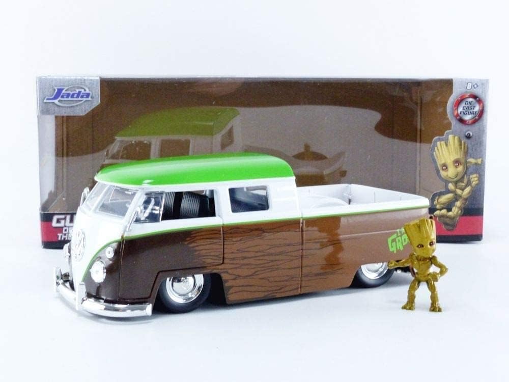 Volkswagen 1963 Bus Pickup Truck with Groot Diecast Figurine "Guardians of the Galaxy" "Marvel" Series 1/24 Diecast Model Car by Jada 2