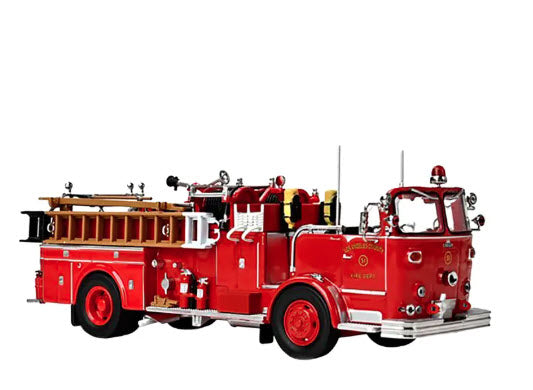 Crown 1965 Firecoach Fire Engine "Los Angeles County Fire Department" LA County FD (LACFD) "Emergency!" Series Limited Edition to 2500 pieces Worldwide 1/50 Diecast Model by Iconic Replicas 3