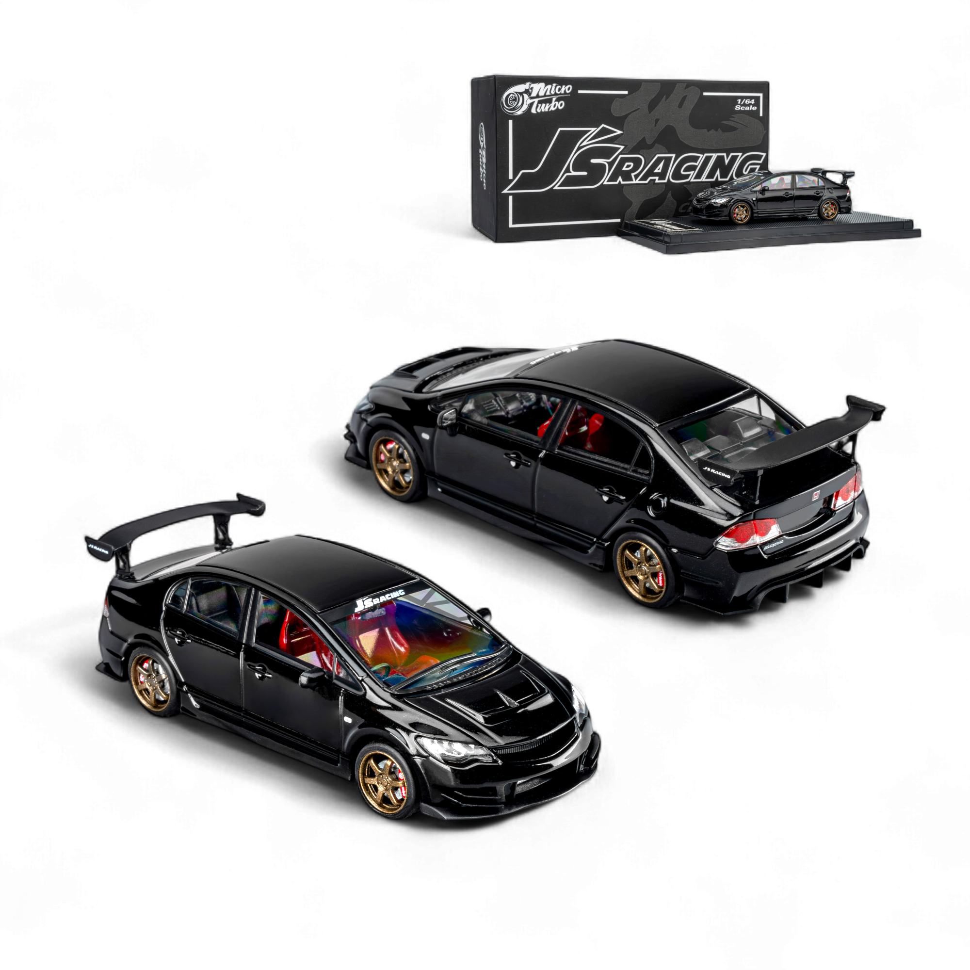FD2 J'S Racing Metallic Black 1:64 by Microturbo