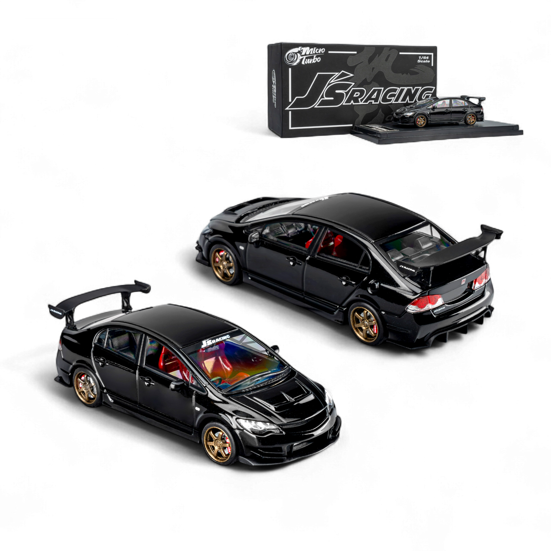 FD2 J'S Racing Metallic Black 1:64 by Microturbo