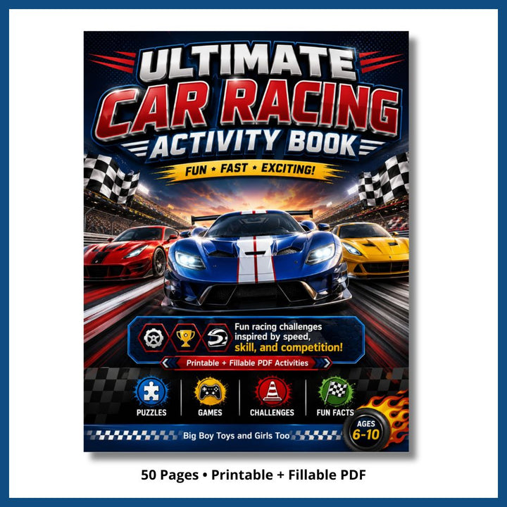 Ultimate Car Racing Learning & Activity Book | Printable PDF for Ages 6–10