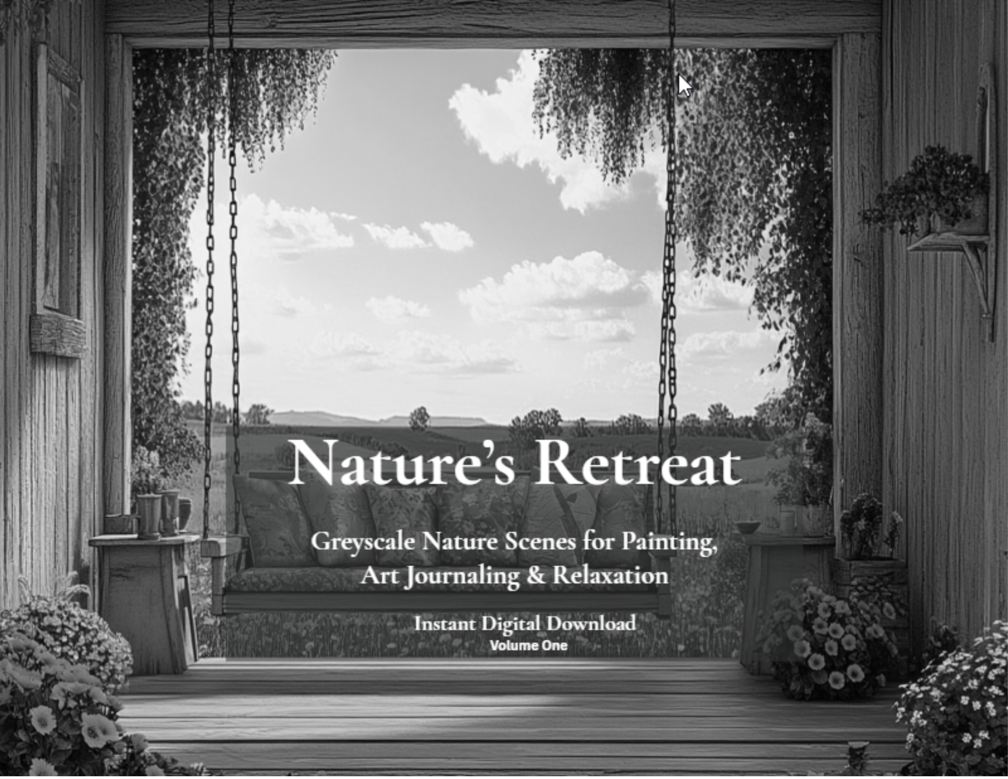 Nature's Retreat - Greyscale Nature Scenes for Painting, Art Journaling, & Coloring Vol One