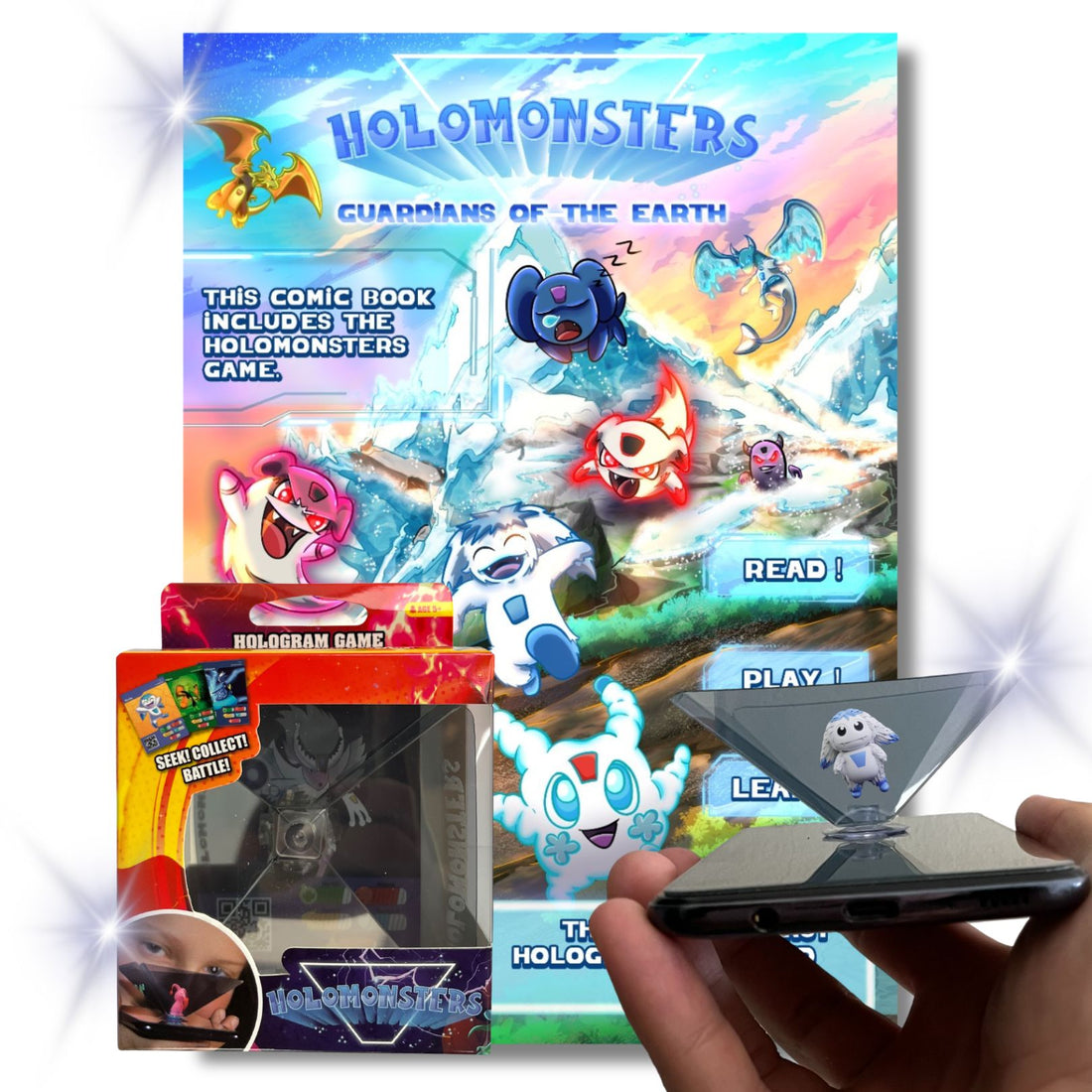 Holomonsters "Guardians of the Earth" 3D Hologram Comic Book and 2 Game Bundle