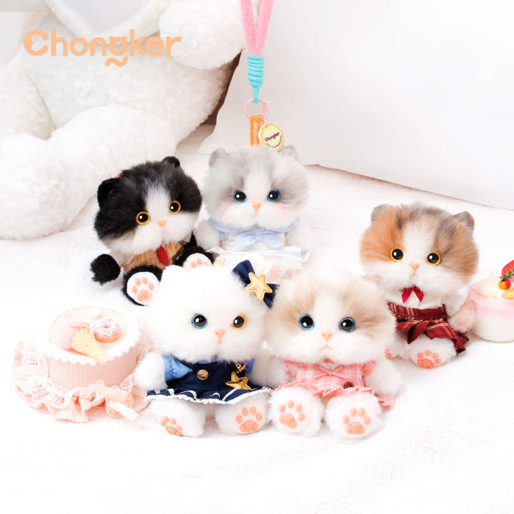 Chongker miniature cat plush keychains and bag charms collection