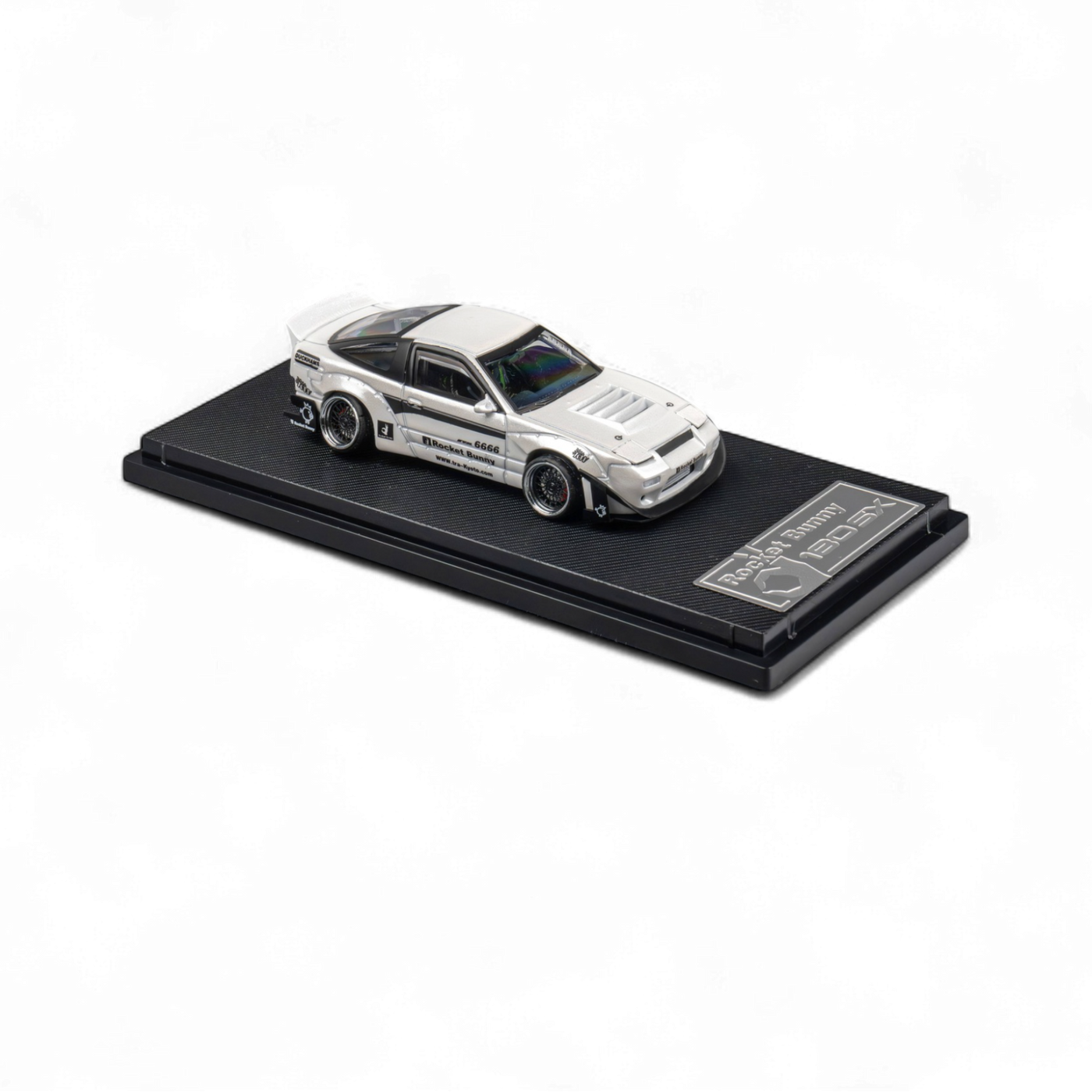 Rocket Bunny 180SX 白 Micro Turbo M018 Microturbo - 1/64 Custom 180SX Rocket Bunny - Metalic White