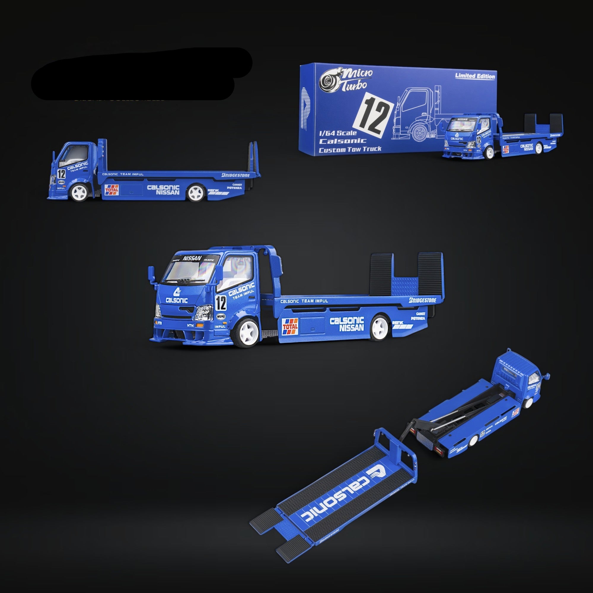 HINO 300 Custom Truck Flatbed  Blue Calsonic Livery 1:64 by MicroTurbo
