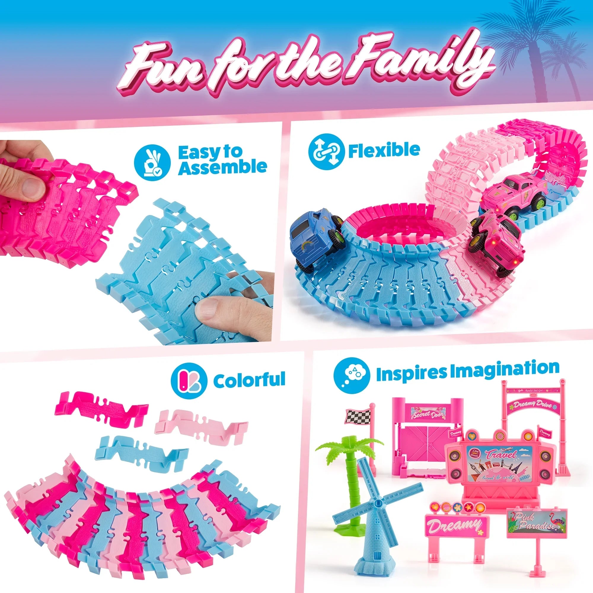 Pink Paradise Adventure Tracks 225 Piece by USA Toyz  4