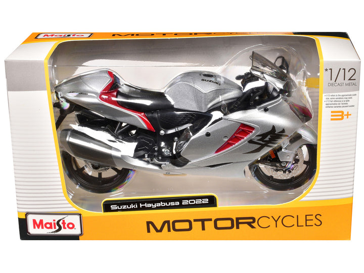 2022 Suzuki Hayabusa Silver Metallic 1/12 Diecast Motorcycle Model by Maisto-1