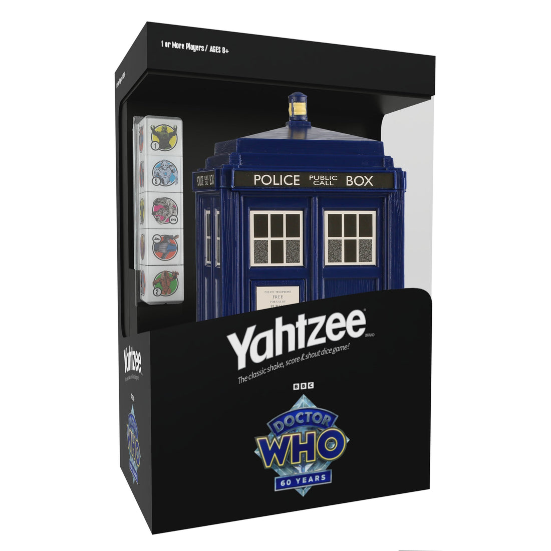 Doctor Who TARDIS 60th Anniversary YAHTZEE® dice game box