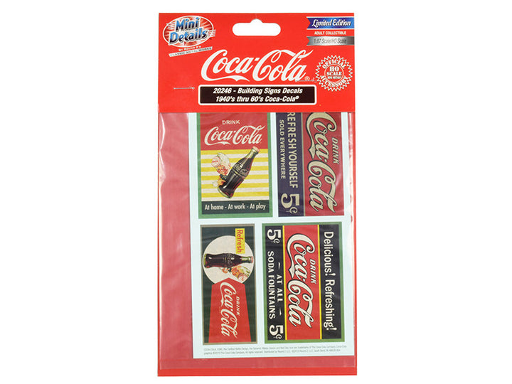 Coca-Cola 1940's Thru 1960's Building Signs Decals for 1/87 (HO) Scale Models by Classic Metal Works