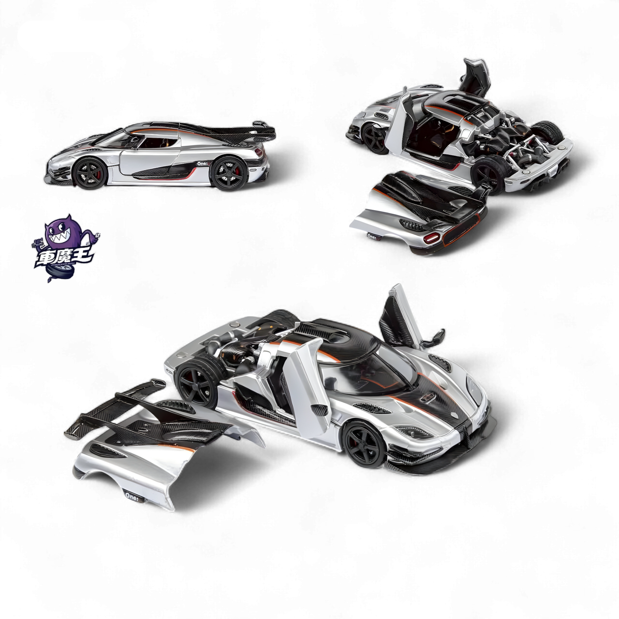 Koenigsegg ONE:1 Silver 1:64 by DEMON KING 