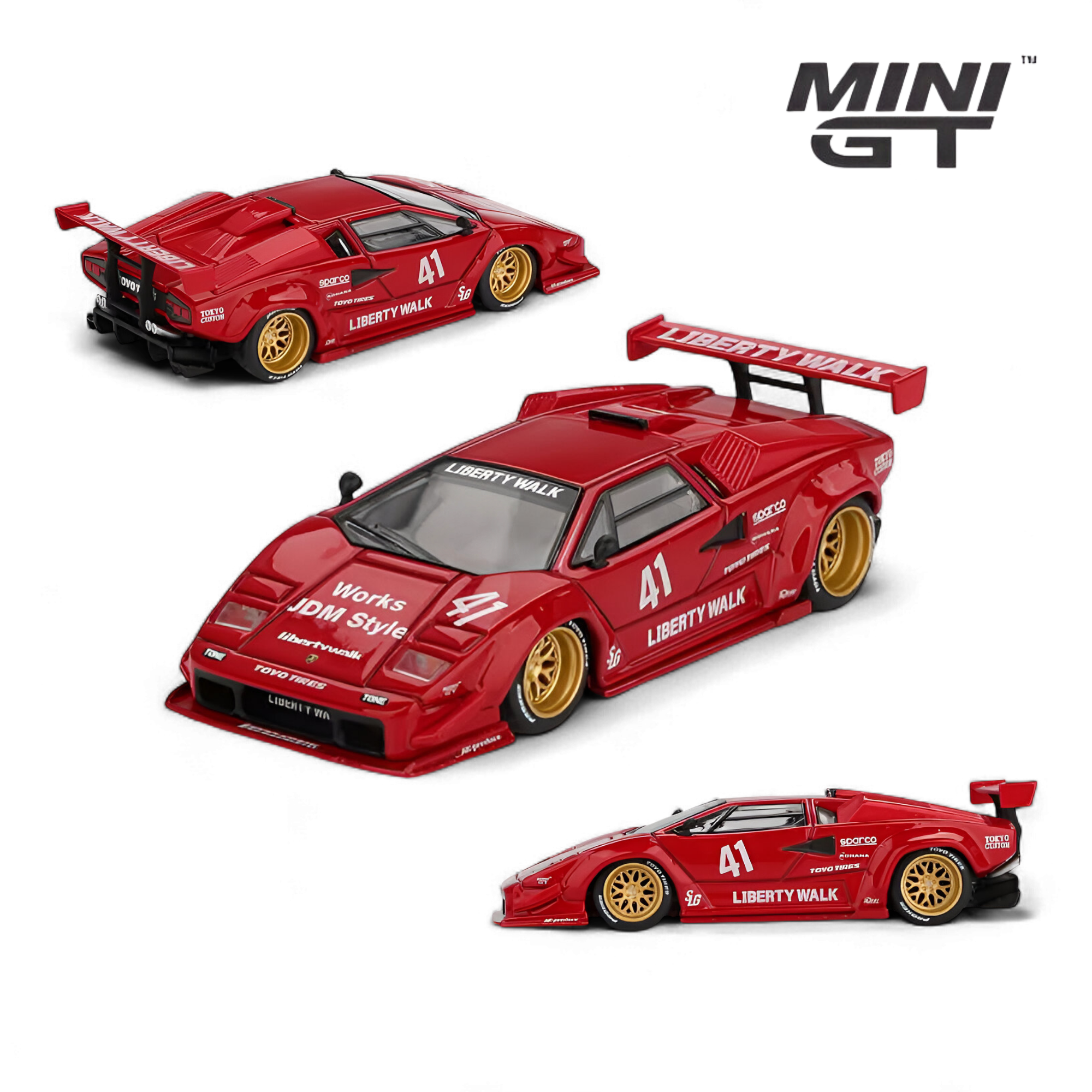 Lamborghini Countach LB-WORKS Red 1:64 by MiniGT 