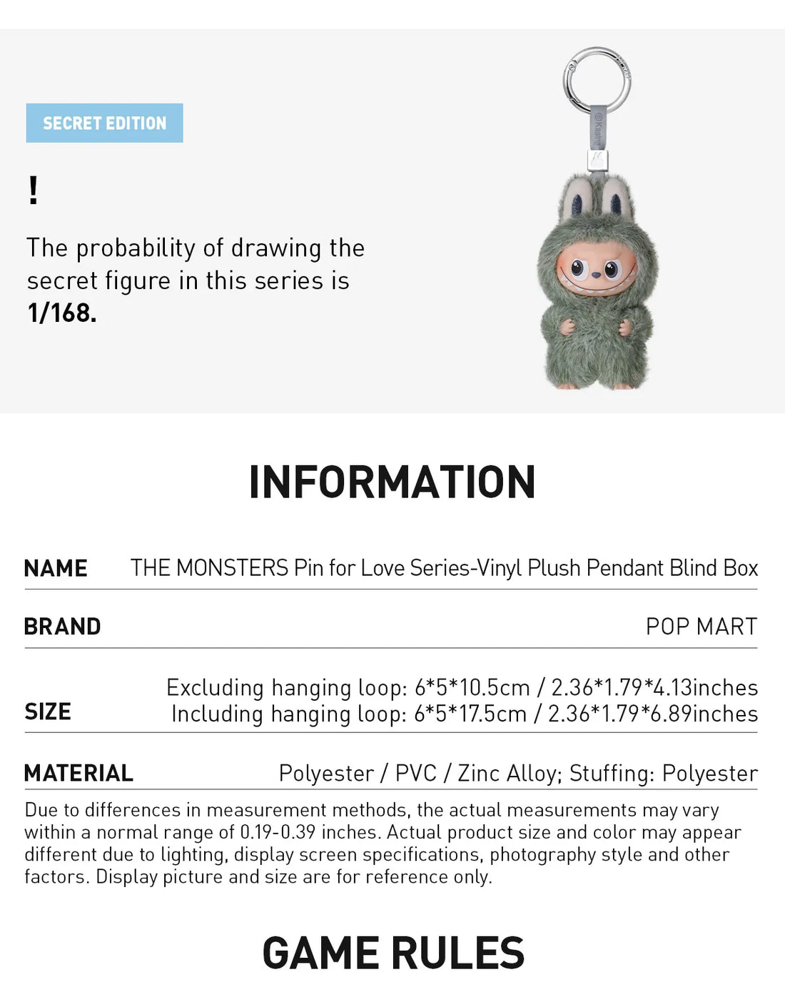 Pop Mart Labubu Pin for Love Series Blind Box (N-Z) Blue 5