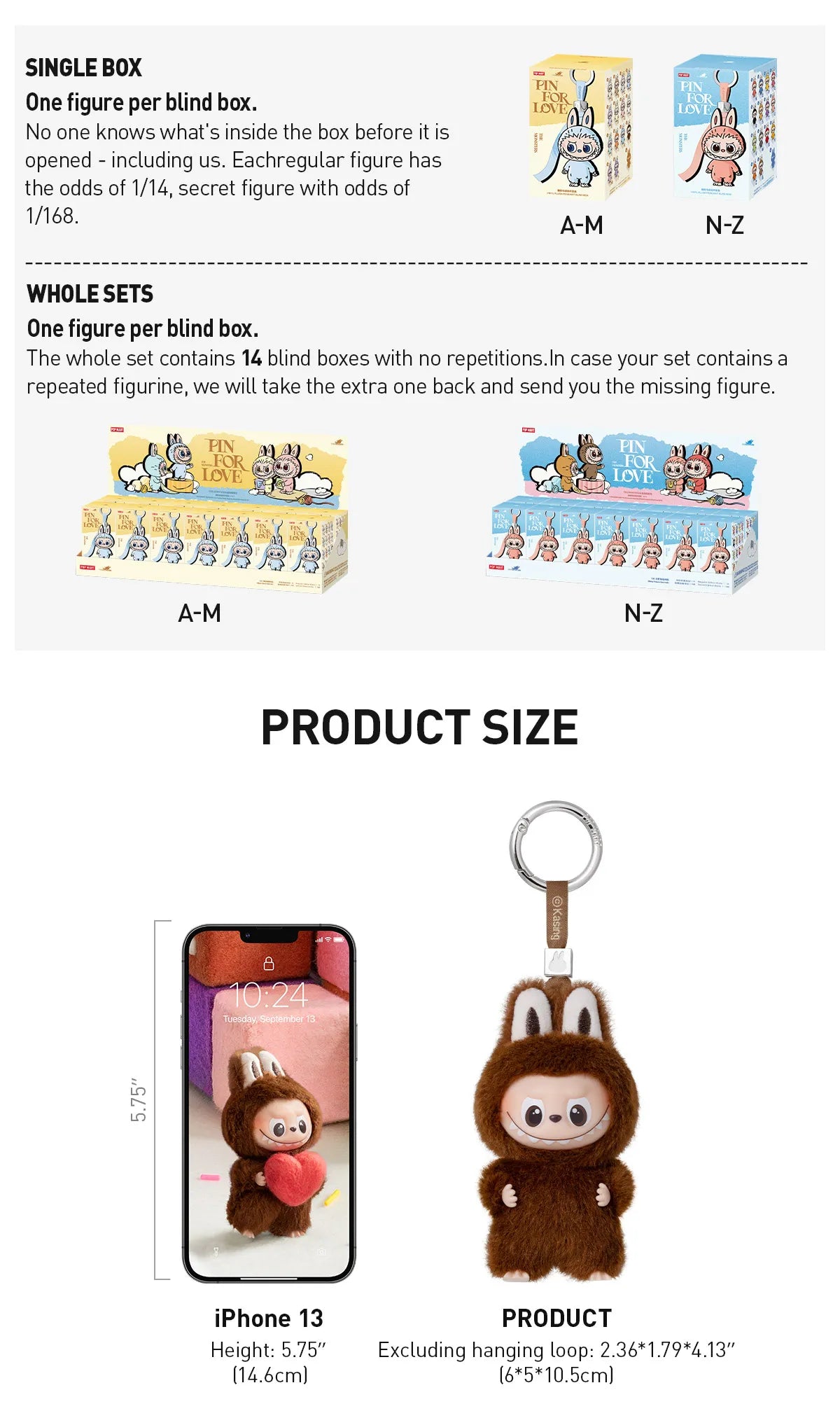 Pop Mart Labubu Pin for Love Series Blind Box (N-Z) Blue 6