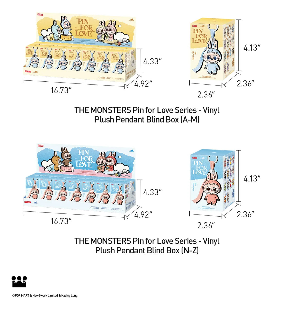 Pop Mart Labubu Pin for Love Series Blind Box (N-Z) Blue 14