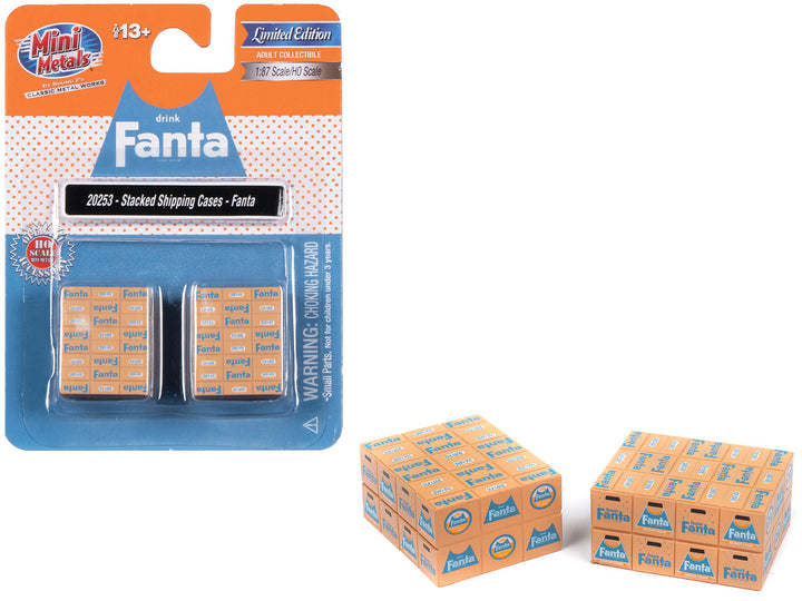 Stacked Shipping Cases "Fanta" Set of 2 pieces "Mini Metals" Series for 1/87 (HO) Scale Models by Classic Metal Works-0