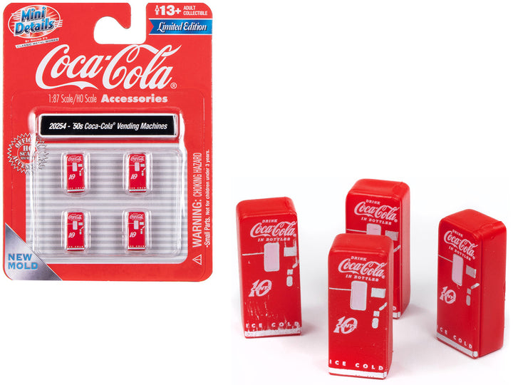 1950's "Coca-Cola" Vending Machines Set of 4 pieces "Mini Metals" Series for 1/87 (HO) Scale Models by Classic Metal Works-0