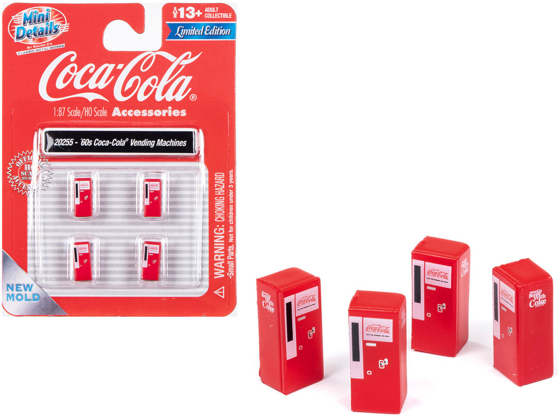 1960's "Coca-Cola" Vending Machines Set of 4 pieces "Mini Metals" Series for 1/87 (HO) Scale Models by Classic Metal Works-0