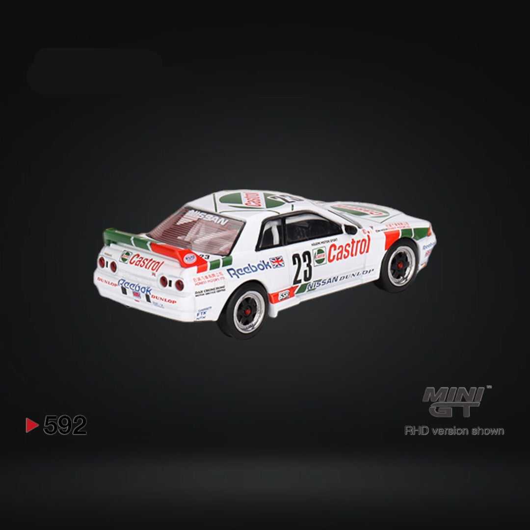 Nissan Skyline GT-R (R32) Gr. A #23 1990 Macau Guia Race Winner #592 1:64 by Mini-GT MGT00592 Angled Rear View