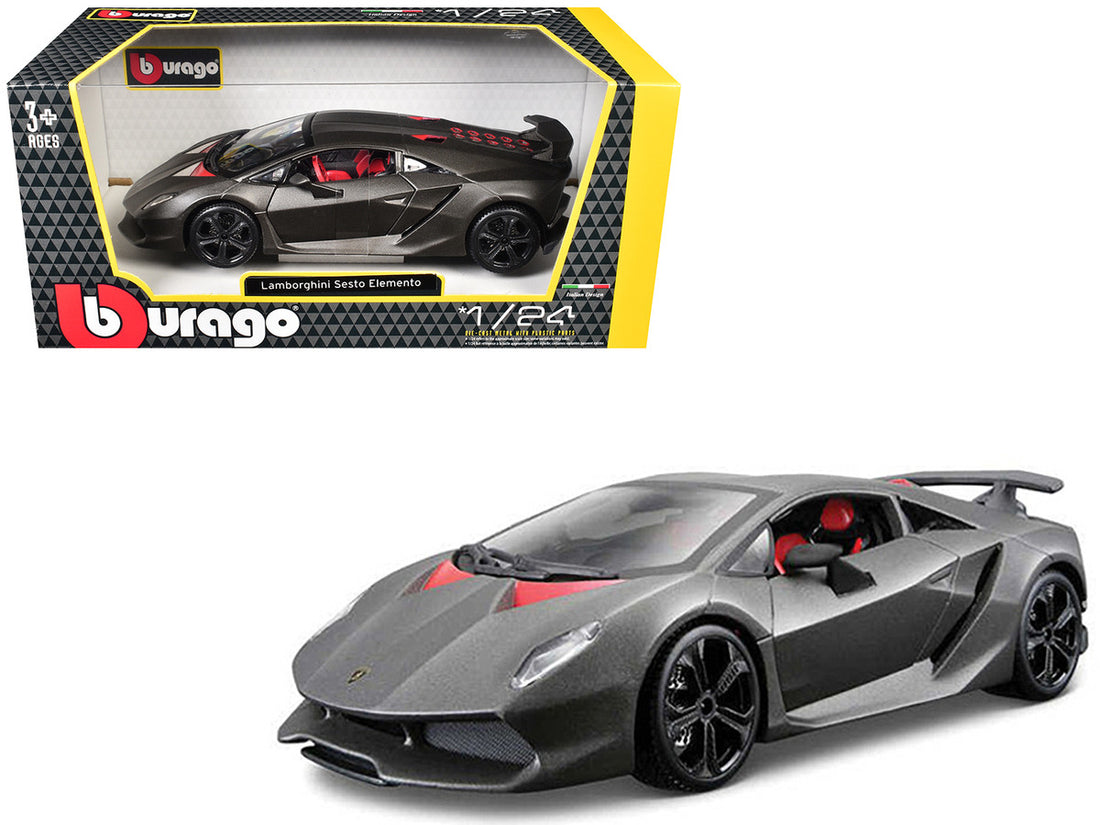 Lamborghini Sesto Elemento Matt Grey 1/24 Diecast Car Model by Bburago-2