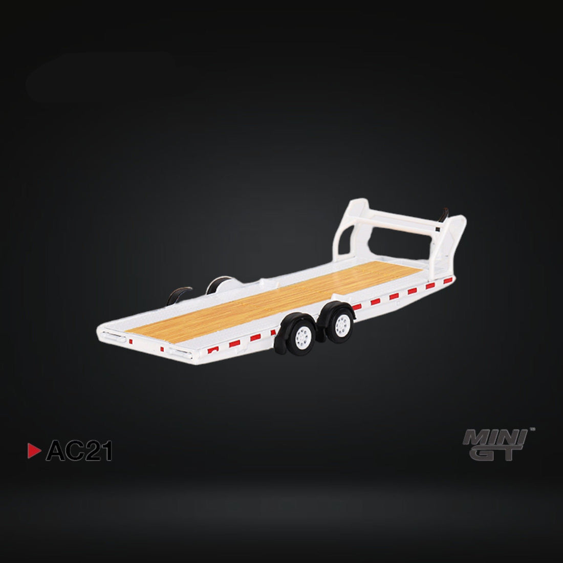 Car Hauler Trailer White #AC21 1:64 by Mini-GT MGTAC21 Angled Rear View