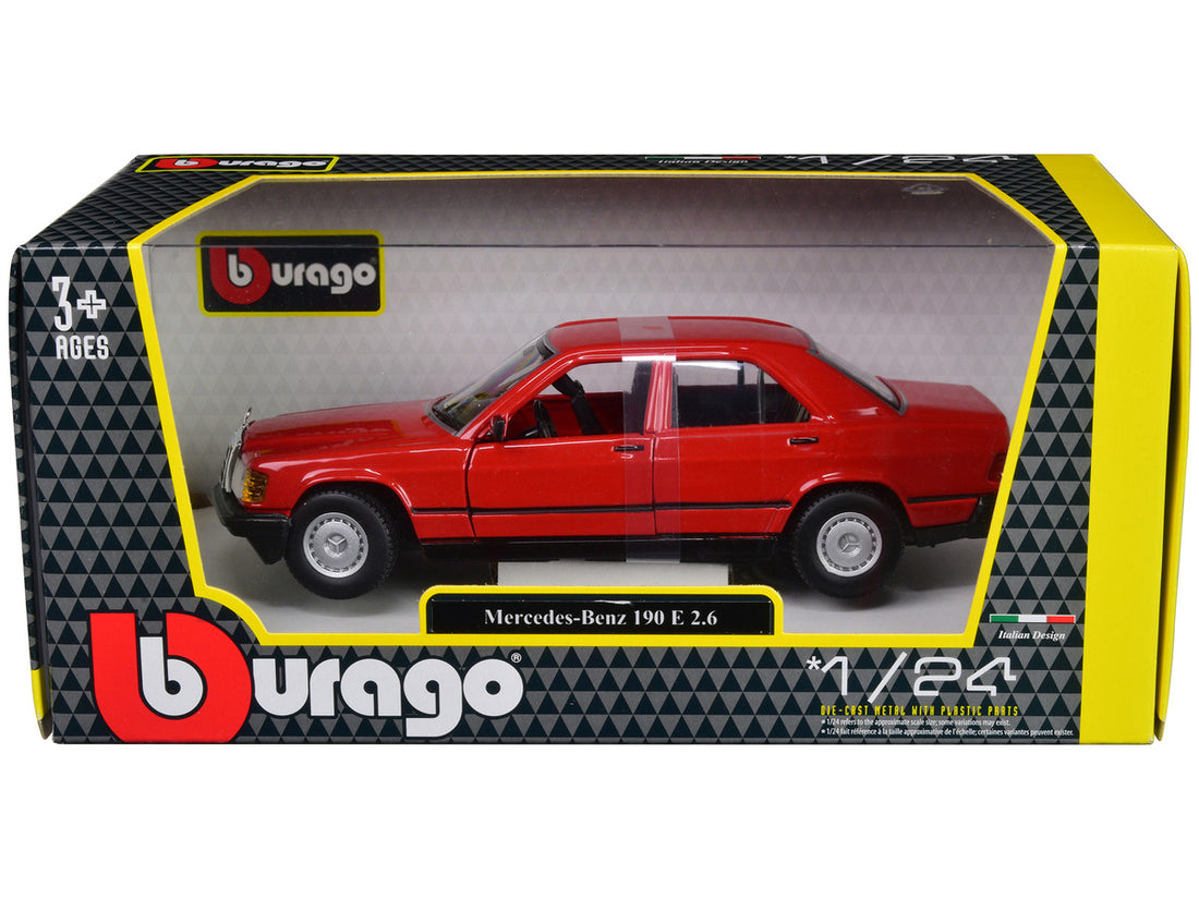 Mercedes-Benz 190 E 2.6 Red 1/24 Diecast Model Car by Bburago-0