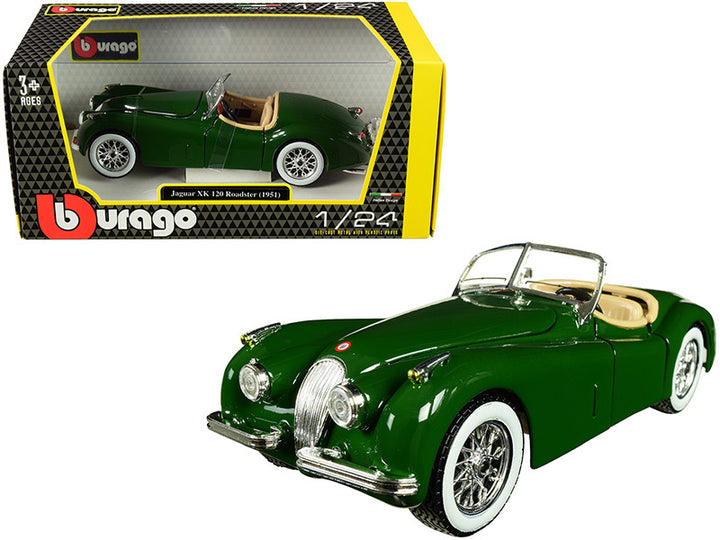1951 Jaguar XK 120 Roadster Green 1/24 Diecast Model Car by Bburago-0
