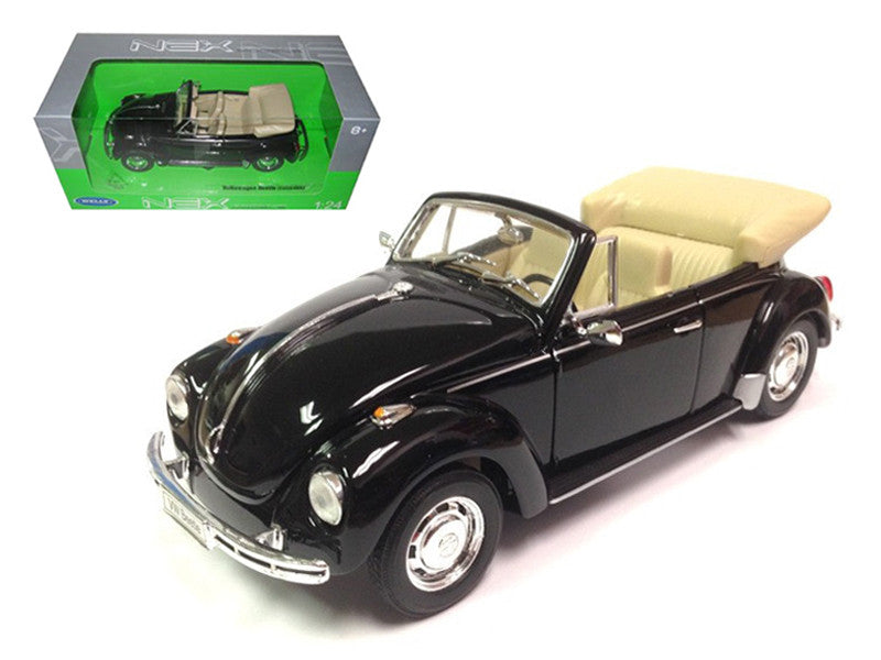 Volkswagen Beetle Convertible Black 1/24 Diecast Model Car by Welly-0