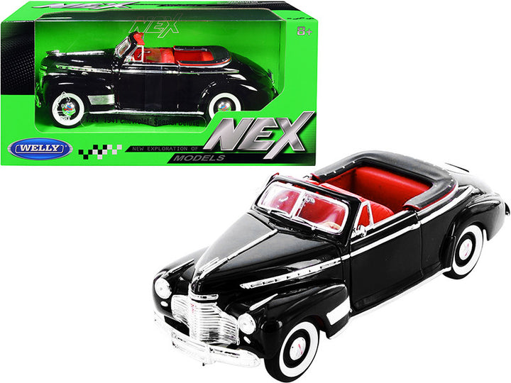 1941 Chevrolet Special Deluxe Convertible Black with Red Interior "NEX Models" 1/24 Diecast Model Car by Welly-0