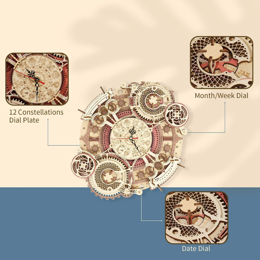 3D Wooden Art Zodiac Wall Clock Puzzle. 8