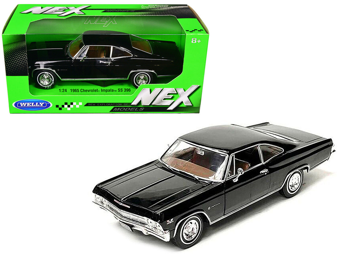 1965 Chevrolet Impala SS 396 Black with Brown Interior "NEX Models" 1/24 Diecast Model Car by Welly-0