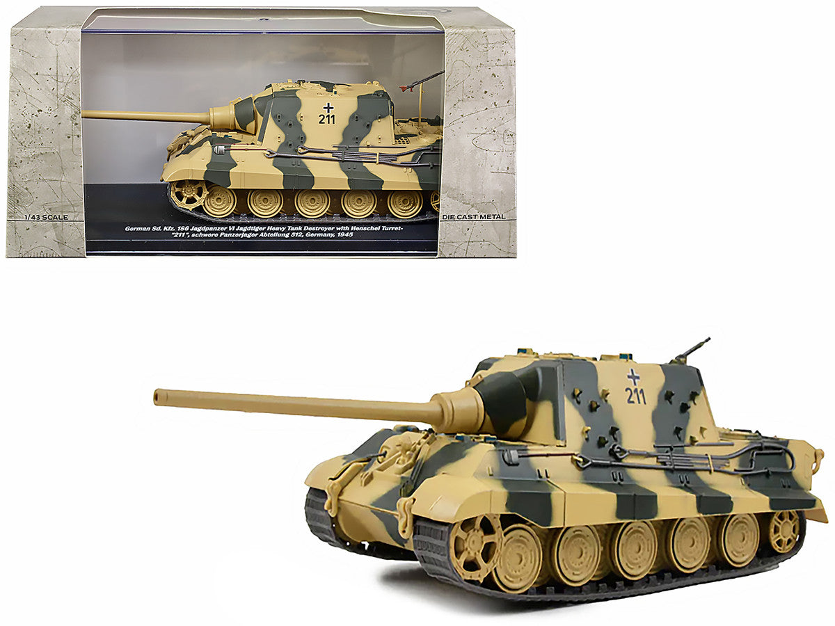 German Sd. Kfz. 186 Jagdpanzer VI Jagdtiger Heavy Tank Destroyer #211 with Henschel Turret "Schwere Panzerjager Abteilung 512 Germany 1945" 1/43 Diecast Model by AFVs of WWII-0