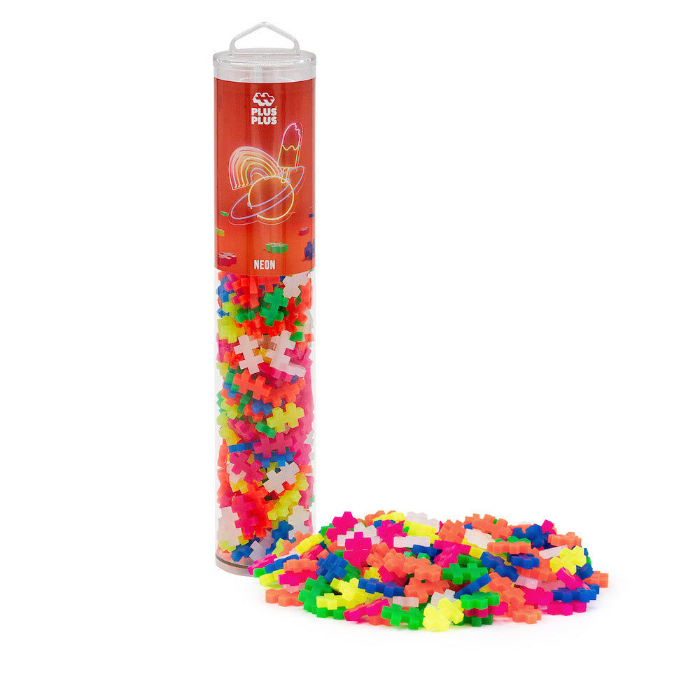 Plus Plus - Tube 240 pieces - NEON Puzzle Blocks Packaging View