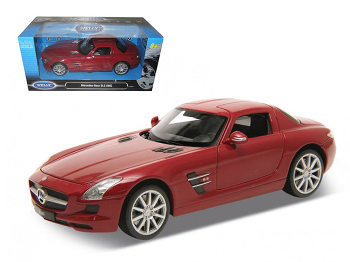 Mercedes SLS AMG Red 1/24 Diecast Model Car by Welly-0