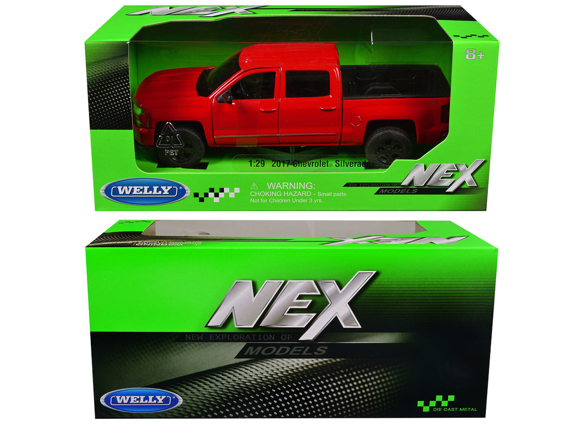 2017 Chevrolet Silverado Pickup Truck Red "NEX Models" Series 1/29 Diecast Model Car by Welly-2