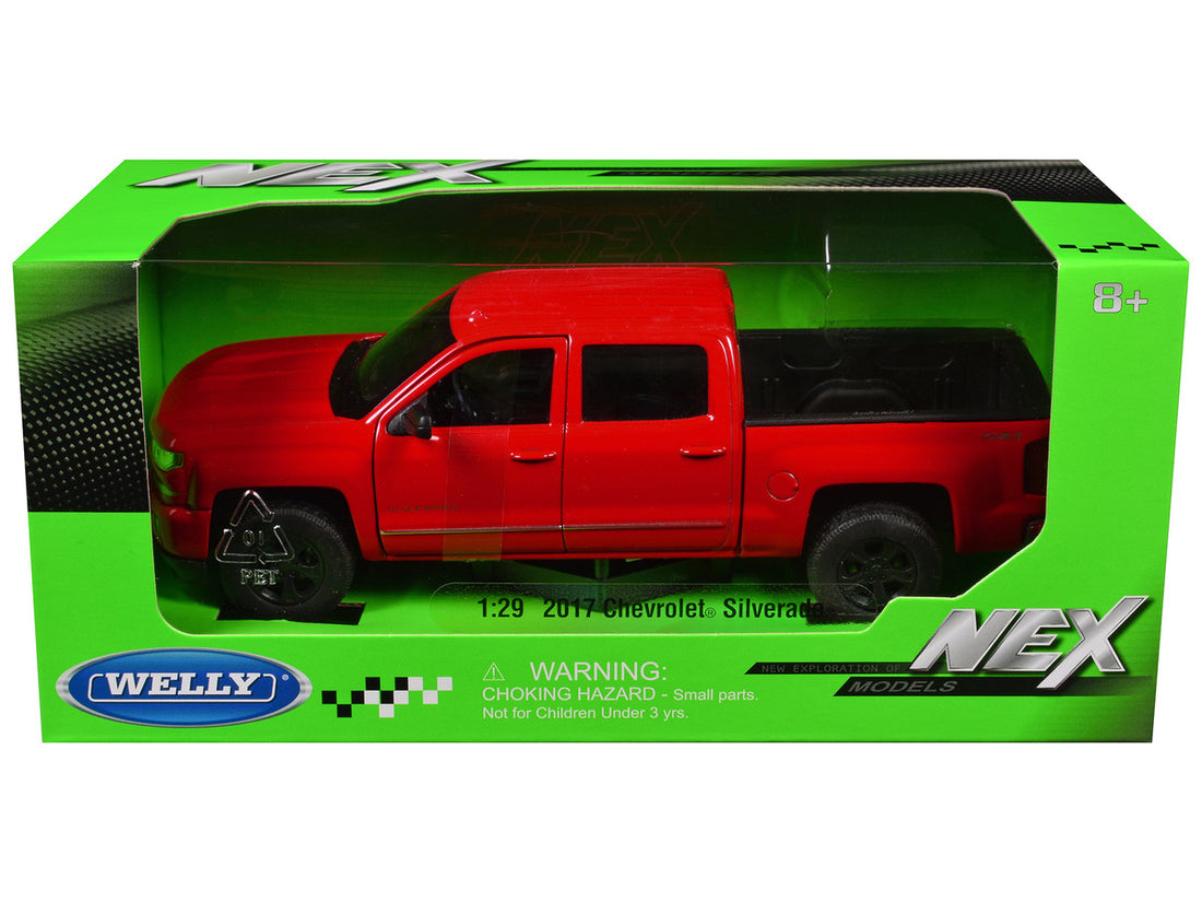 2017 Chevrolet Silverado Pickup Truck Red "NEX Models" Series 1/29 Diecast Model Car by Welly-0