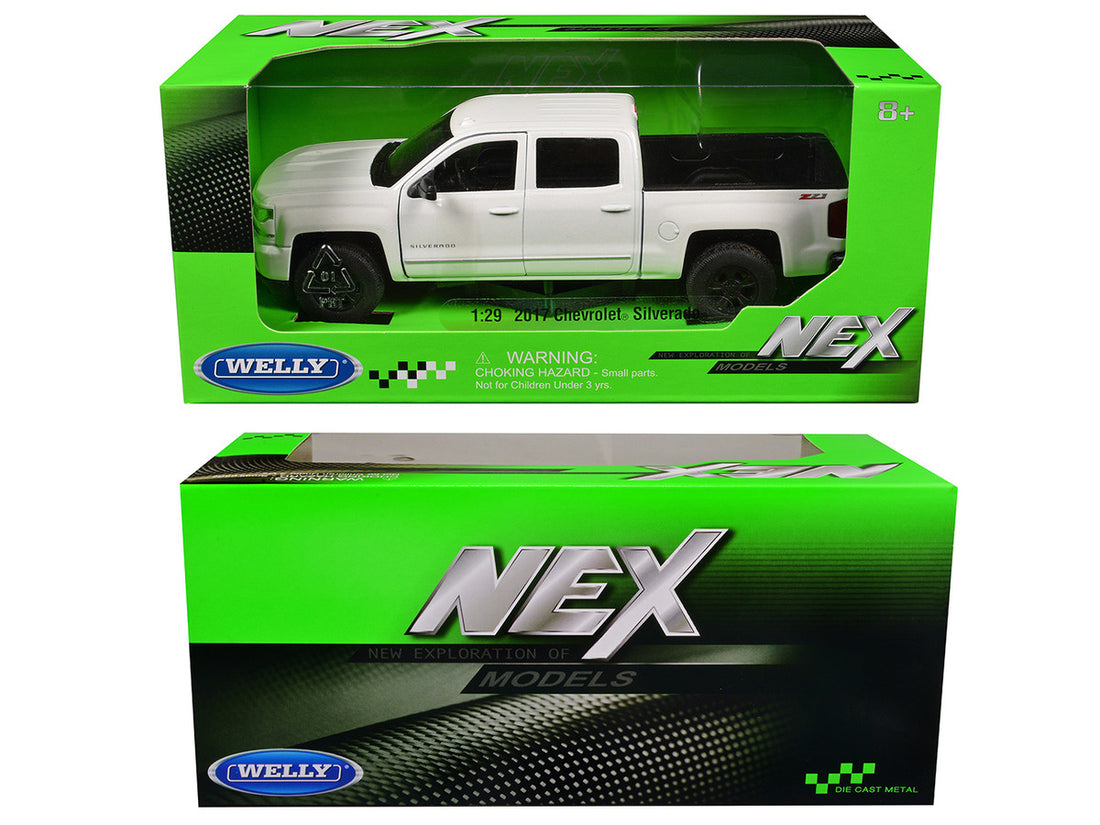 2017 Chevrolet Silverado Pickup Truck White "NEX Models" Series 1/29 Diecast Model Car by Welly-2