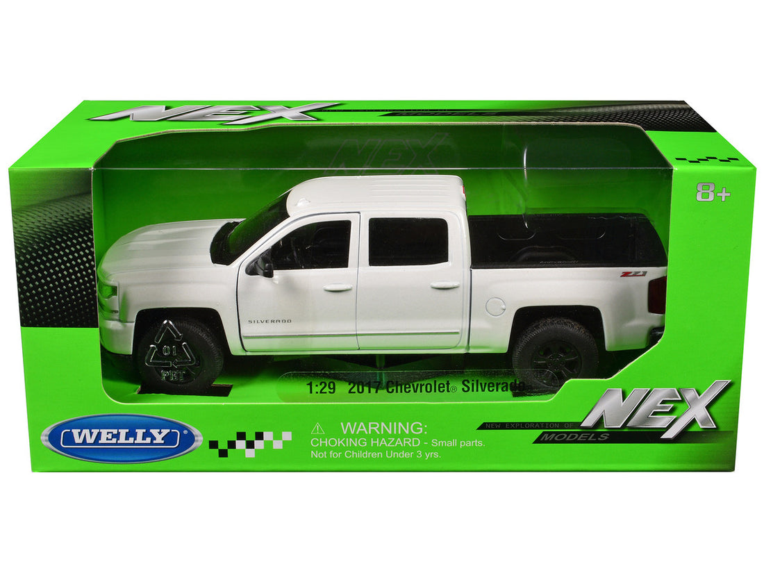 2017 Chevrolet Silverado Pickup Truck White "NEX Models" Series 1/29 Diecast Model Car by Welly-0