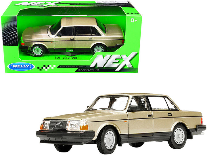 Volvo 240 GL Gold Metallic "NEX Models" 1/24 Diecast Model Car by Welly-0