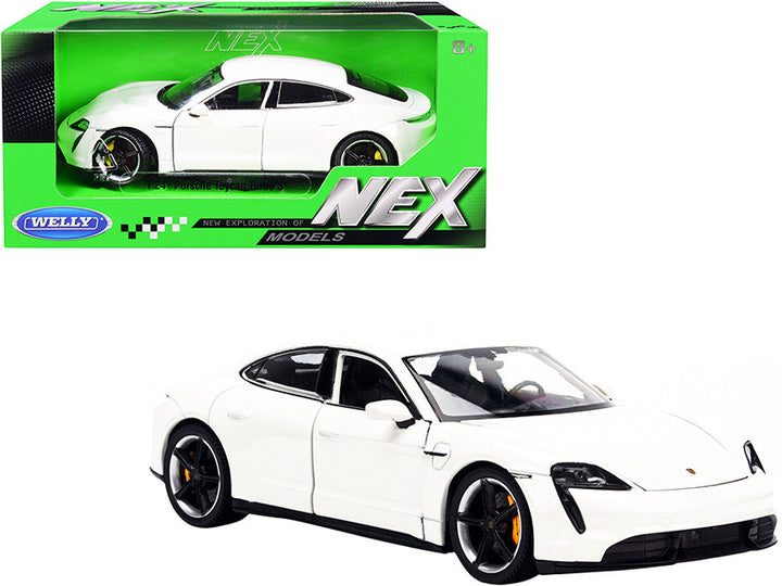 Porsche Taycan Turbo S White "NEX Models" 1/24 Diecast Model Car by Welly-0