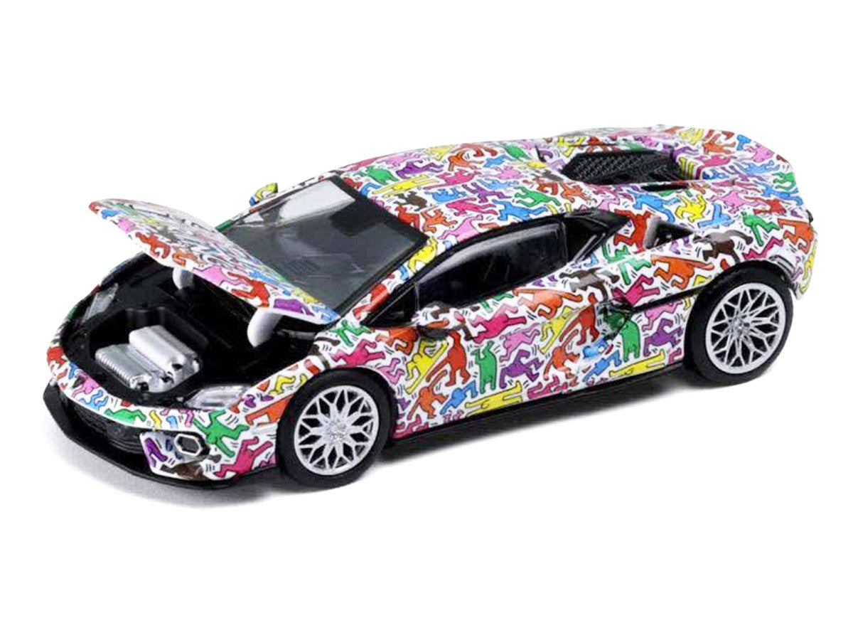 Lamborghini Temerario "Keith Haring Livery" White with Graphics 1/64 Diecast Model car by Trends Hobby